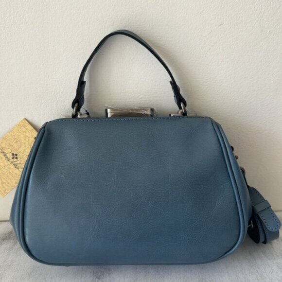 Patricia Nash Gracchi Frame Leather Handbag Crossbody BRNTL Tooled Mirage Blue - Picture 6 of 10